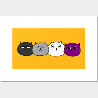 Asexual Pride Kawaii Cats Shirt Posters and Art